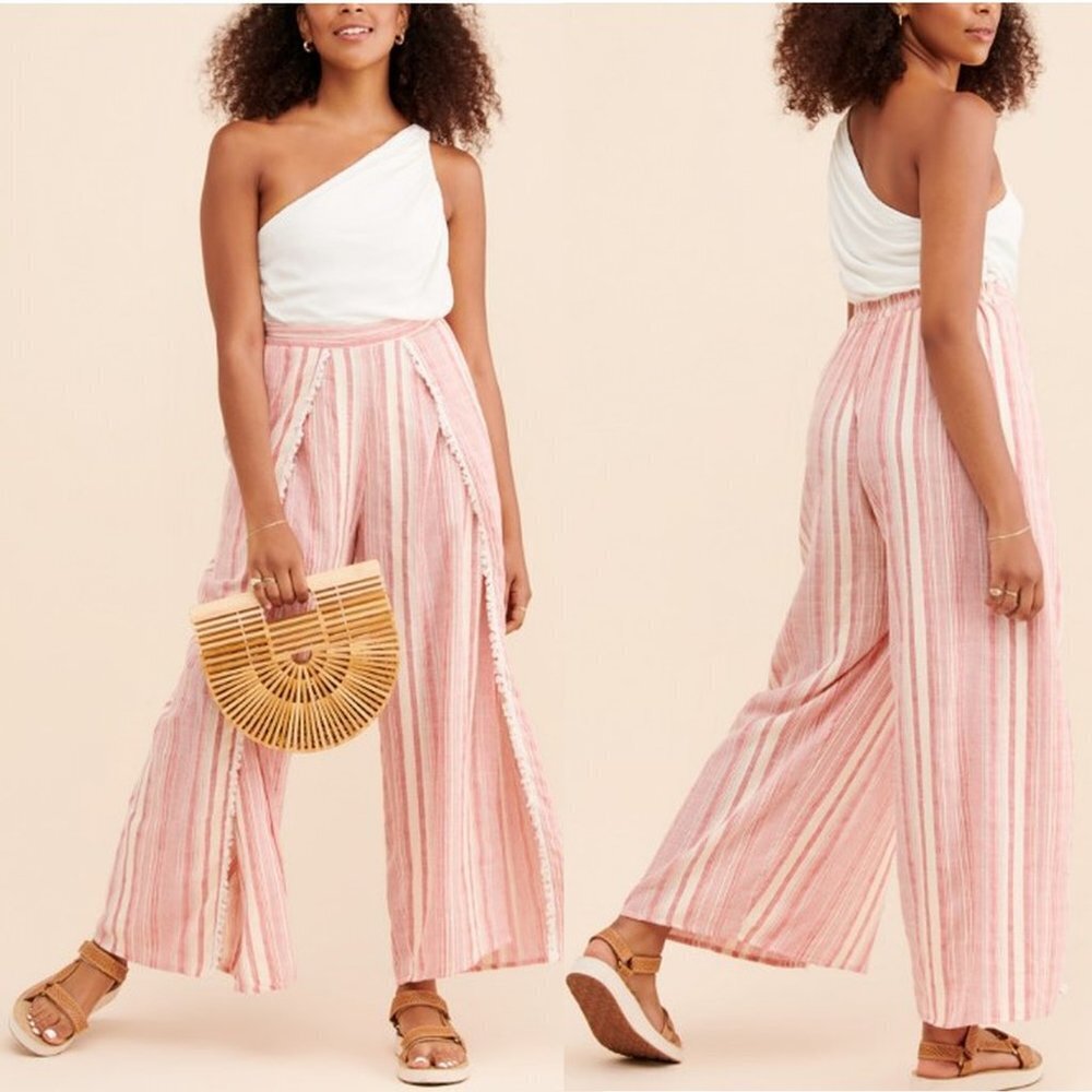New Raga Cotton Candy Stripe Slit Pants Size S